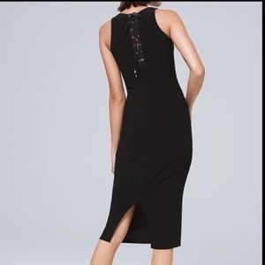 🔴REDUCED 🎉HP‼️ 💥EUC💥 White House Black Market SEXY Lace Up Column Dress Sz Small